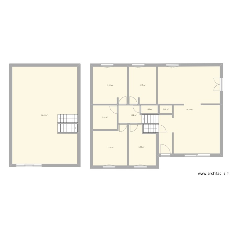 maison grange. Plan de 11 pièces et 156 m2