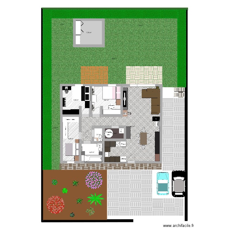 lise. Plan de 8 pièces et 87 m2