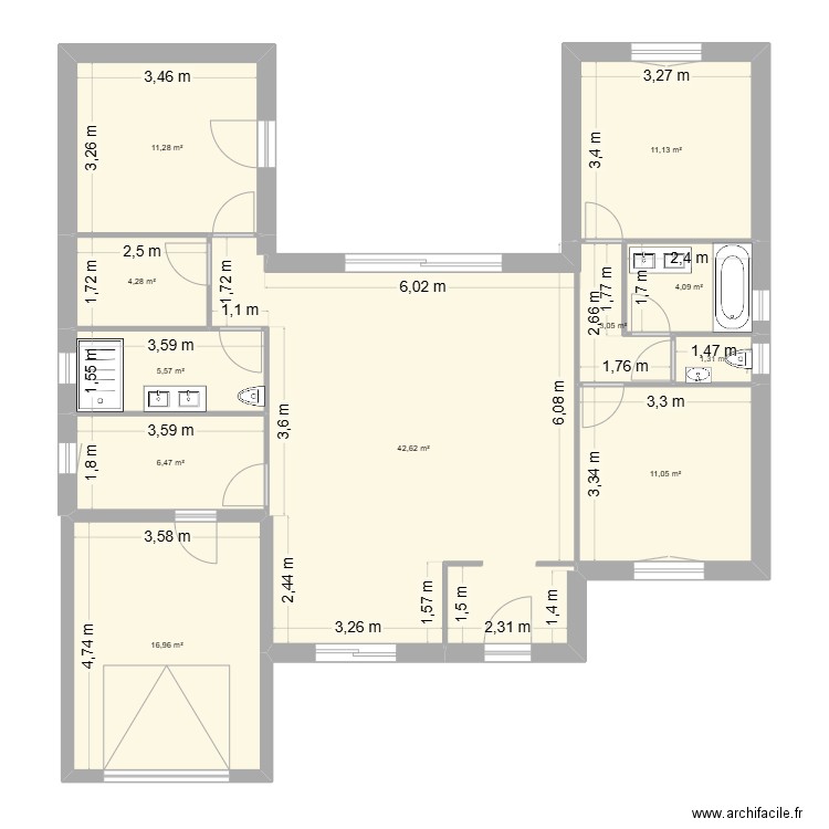 CHAILLES. Plan de 11 pièces et 118 m2