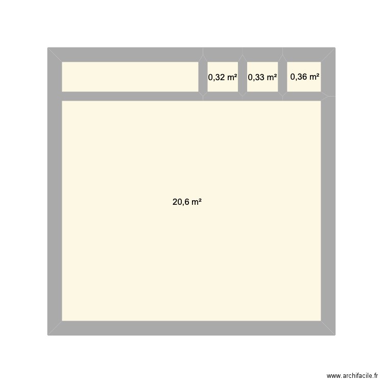 Tvatstuga. Plan de 4 pièces et 22 m2