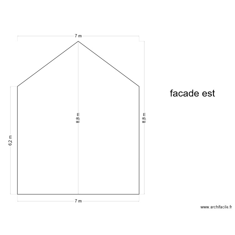 facade est. Plan de 0 pièce et 0 m2
