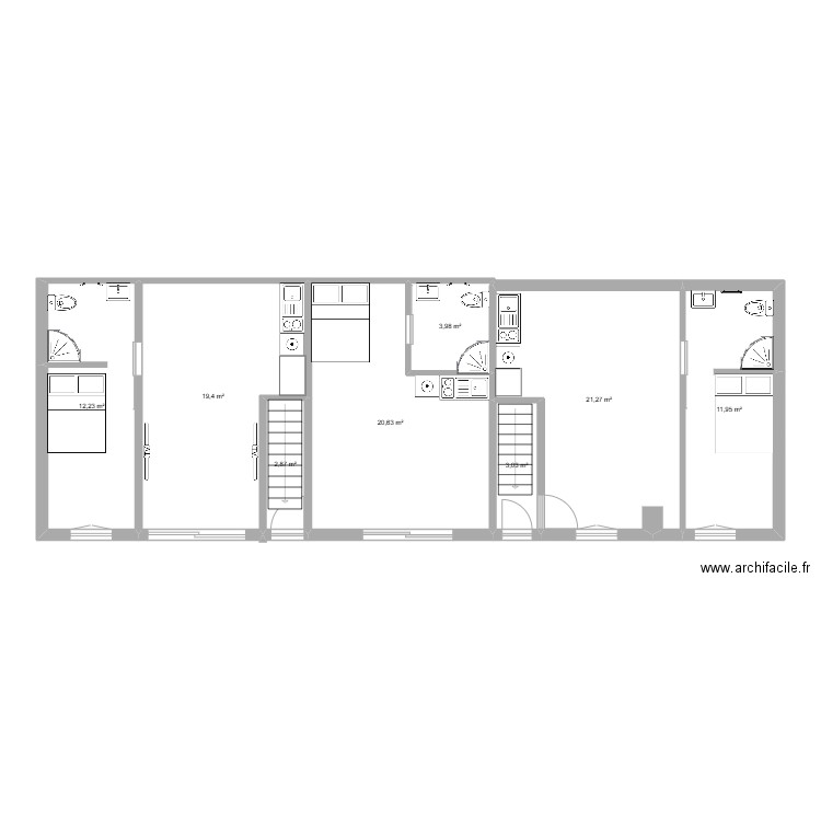 Cheux rdc. Plan de 8 pièces et 94 m2