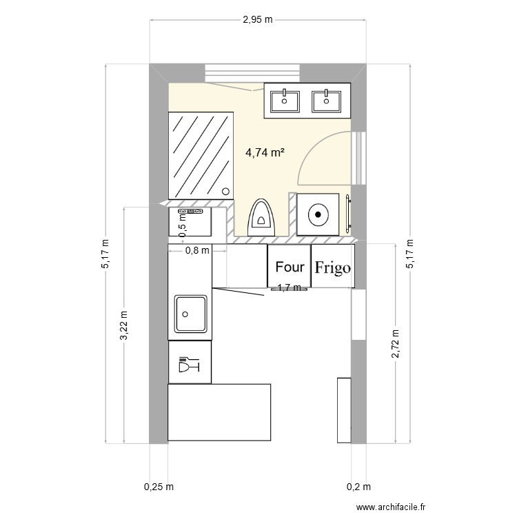 LUCHON. Plan de 1 pièce et 5 m2