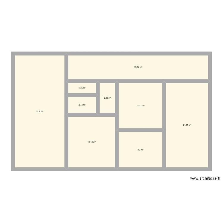 utliut. Plan de 9 pièces et 116 m2