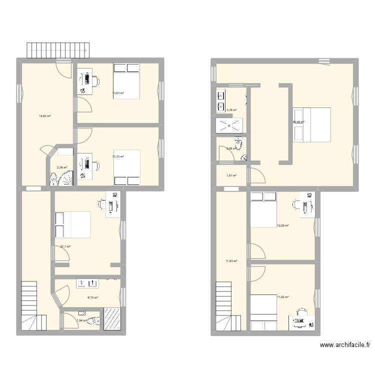 RENO N1. Plan de 14 pièces et 159 m2