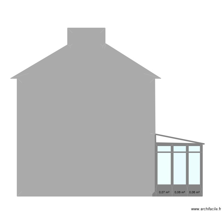 pignon ouest. Plan de 12 pièces et 46 m2