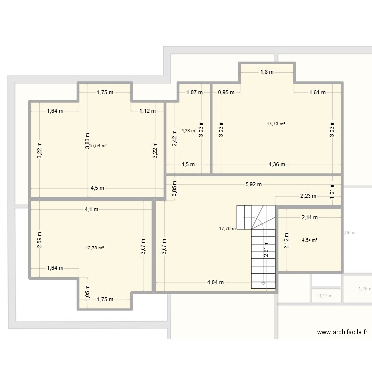 1ER ETAGE. Plan de 12 pièces et 182 m2