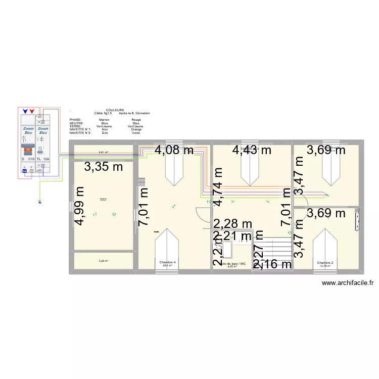 Eclairage: Circuit n&deg;9 (CH3 (TLV)) (Cr&eacute;ation de la CH3). Plan de 8  et 108 m²