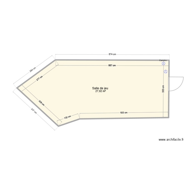 salle de jeu. Plan de 1 pièce et 27 m2