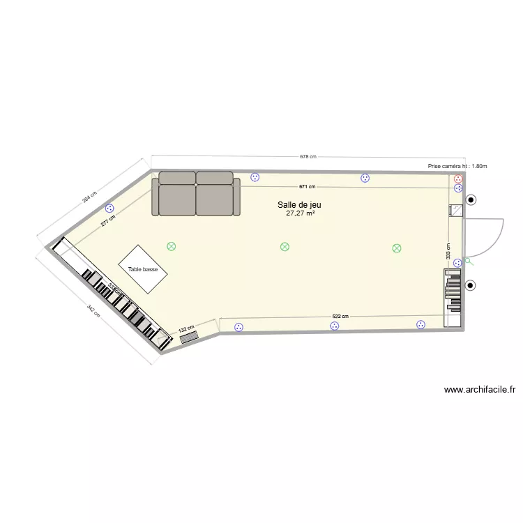 salle de jeu. Plan de 1 Pièce et 27 m²