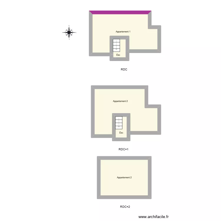 Michel Caligiuiri. Plan de 5  et 41 m²