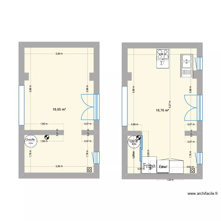 Cuisine. Plan de 2 et 37 m² Cuisine. Plan de 2 et 37 m²