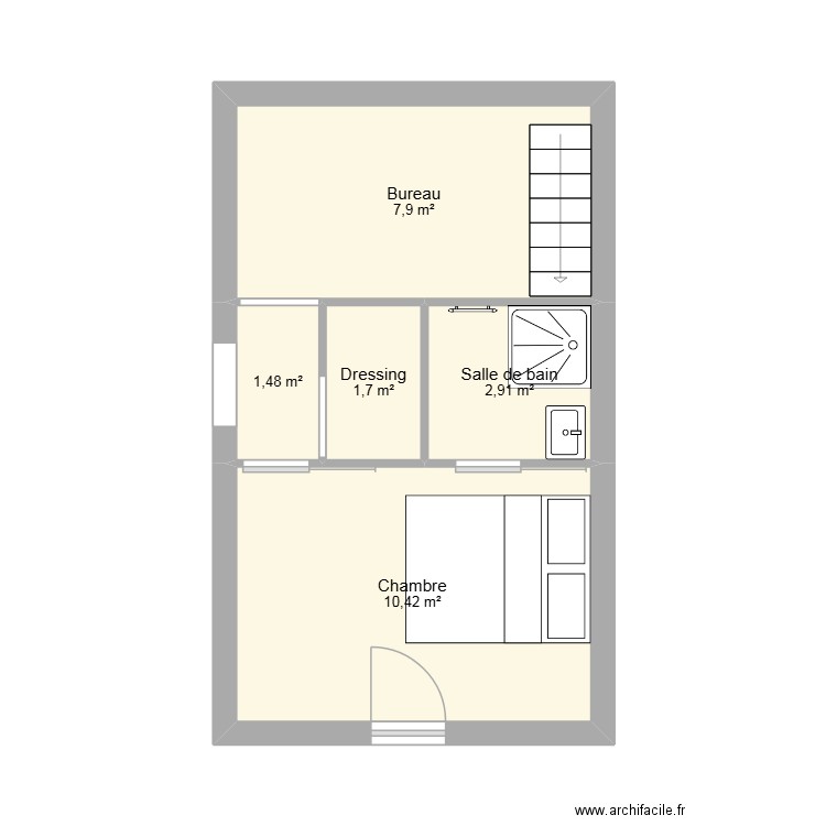Marais Girard. Plan de 5 pièces et 24 m2