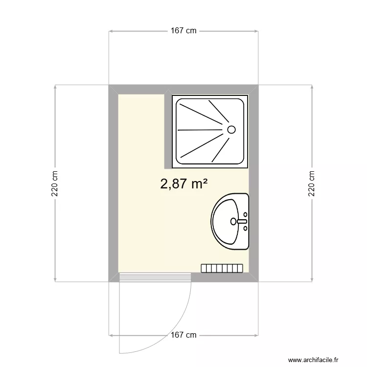 sdb rdc droit audrey. Plan de 