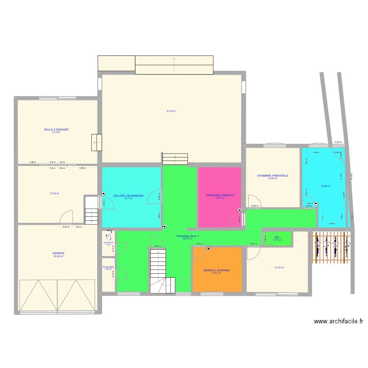MAISON IA RDC PLAN CHAUFFAGE. Plan de 14 pièces et 239 m2