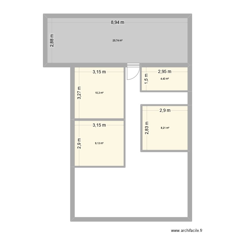 Plan Fontaine. Plan de 5 pièces et 58 m2