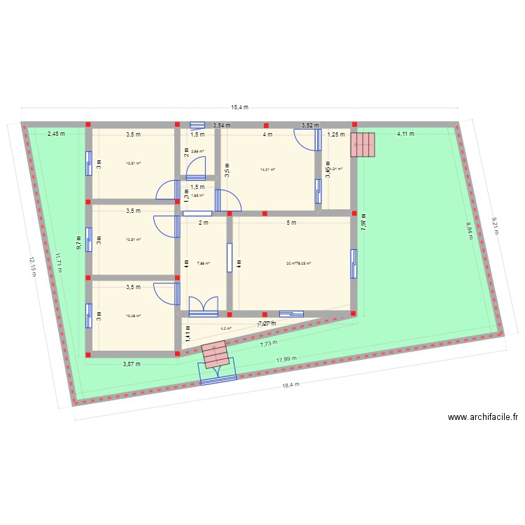 Maison11. Plan de 11 pièces et 166 m2