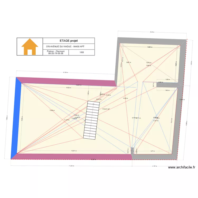 Etage projet base (revu diagonales). Plan de 