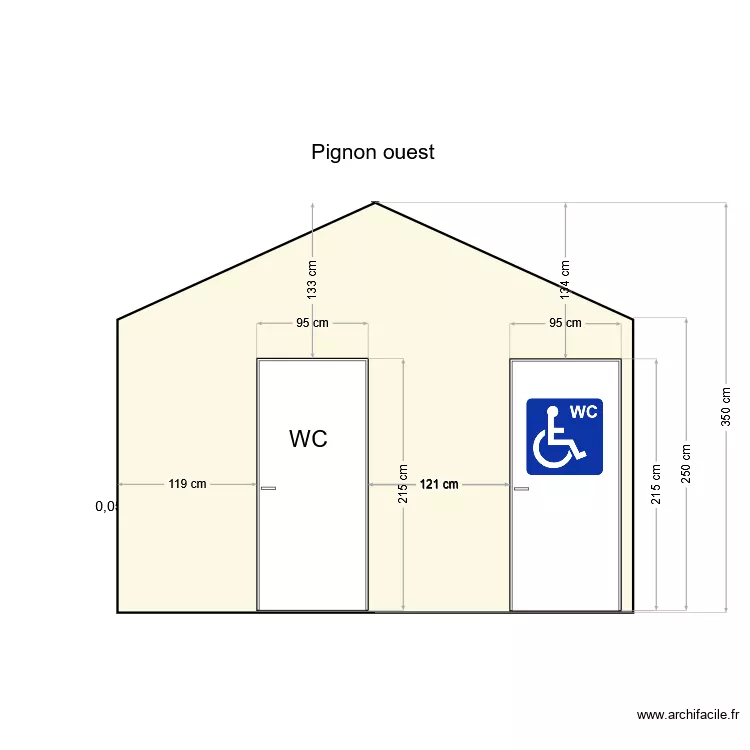 plan local p&eacute;tanque pignon ouest-2. Plan de 2 pièces et 69 m²