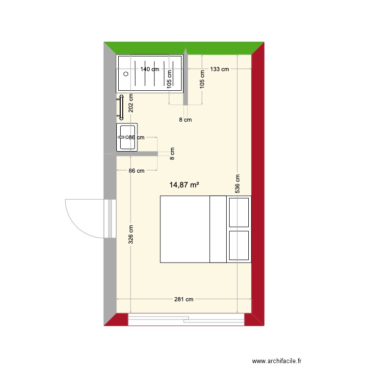 DE FARIA. Plan de 1 pièce et 15 m2