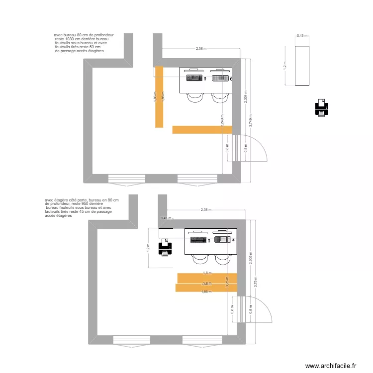 bureau stockage rdc pharmacie st Aubin. Plan de 