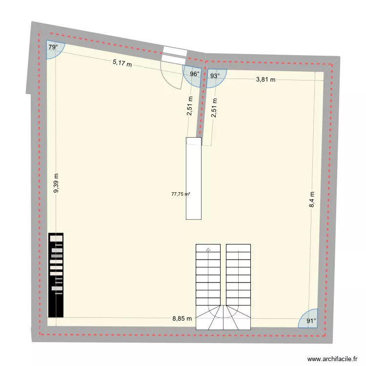 Salon boudeau. Plan de 1  et 78 m²
