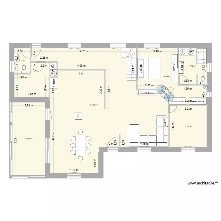 Maison de Saint Agathon futur moins de veranda. Plan de 6  et 152 m²
