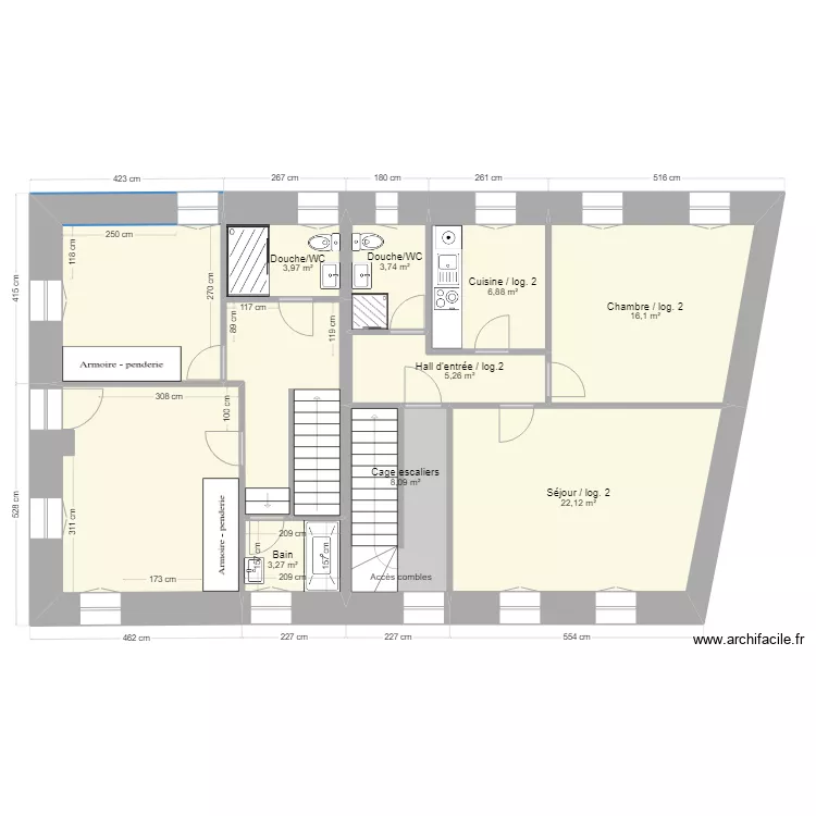 Cotes chambres. Plan de 