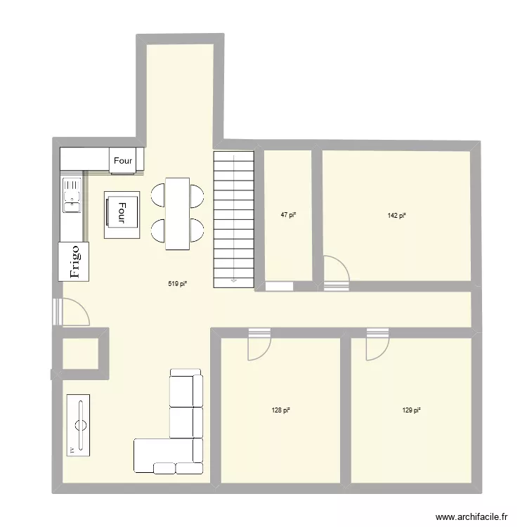 Berthier ##1. Plan de 5 pièces et 90 m²