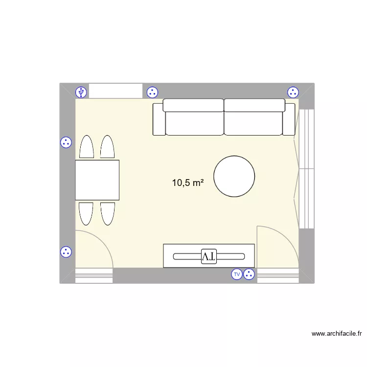 SALON. Plan de 1 pièce et 11 m²
