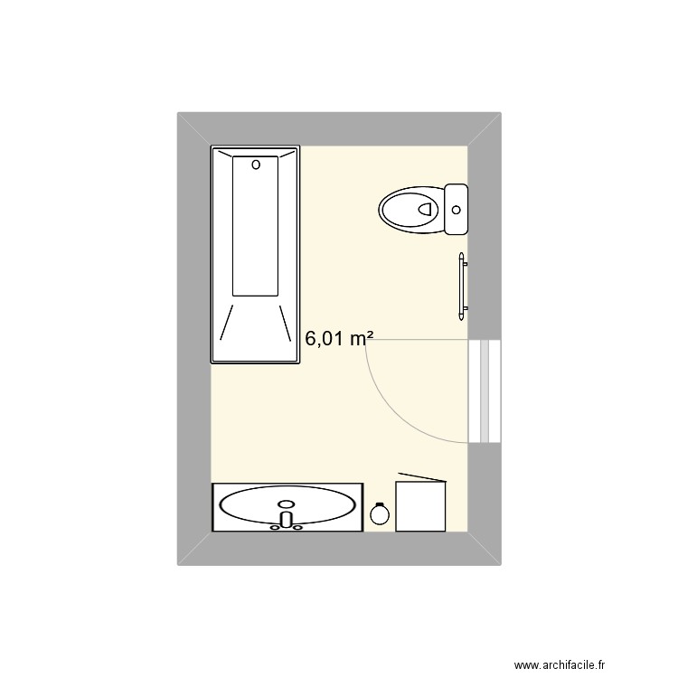 SDB. Plan de 1 pièce et 6 m2