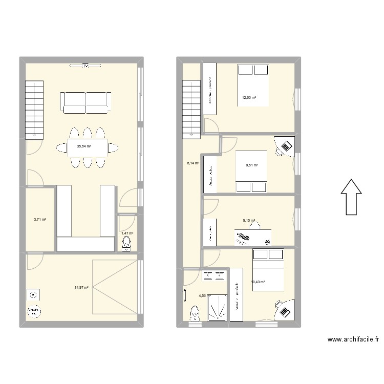 Maison est. Plan de 10 pièces et 111 m2
