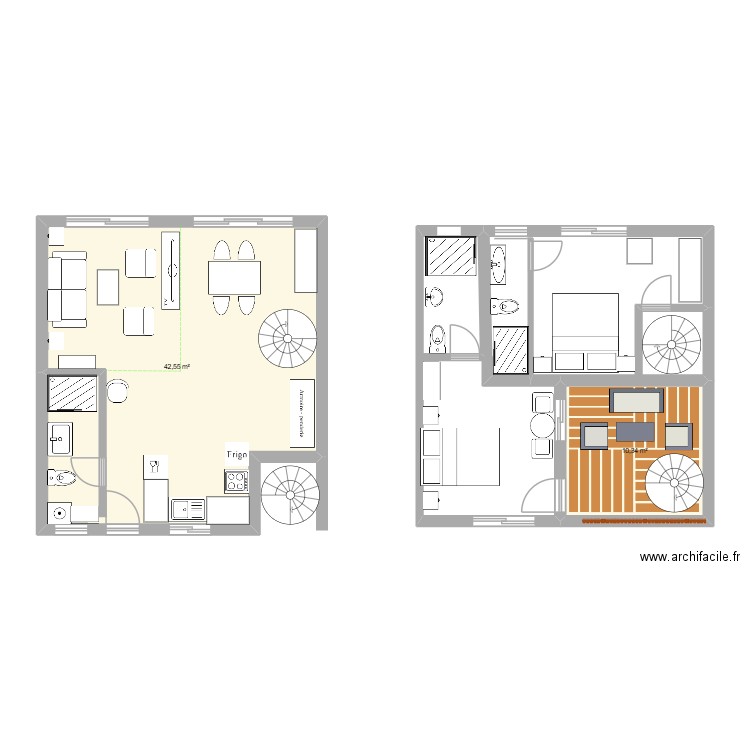 neuf 3. Plan de 2 pièces et 53 m2