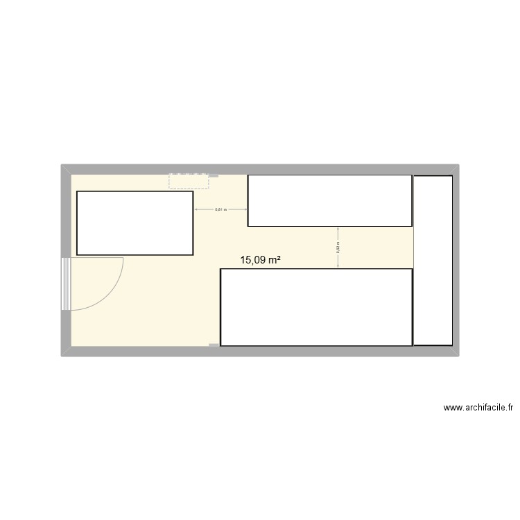 Grenier Train et Simu. Plan de 1 pièce et 15 m2