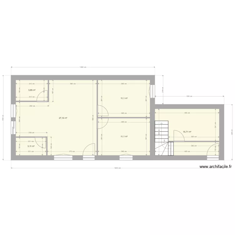 extention 1. Plan de 11  et 158 m²