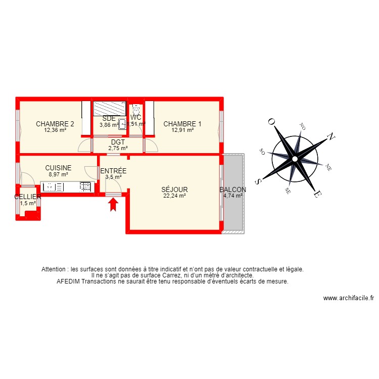 BI16642 -. Plan de 15 pièces et 89 m2