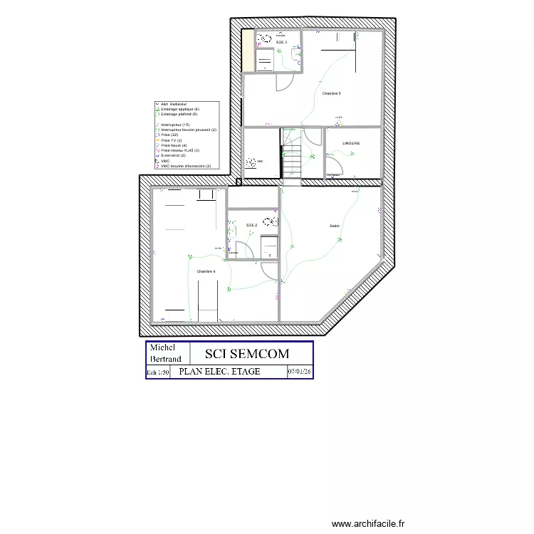 SCI SEMCOM ETAGE. Plan de 11  et 96 m²