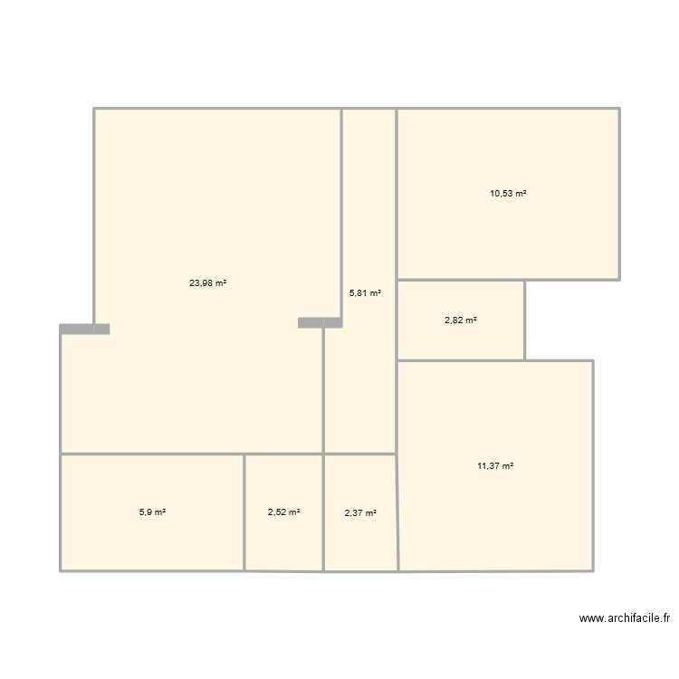 Fali_kintele. Plan de 8 pièces et 65 m2