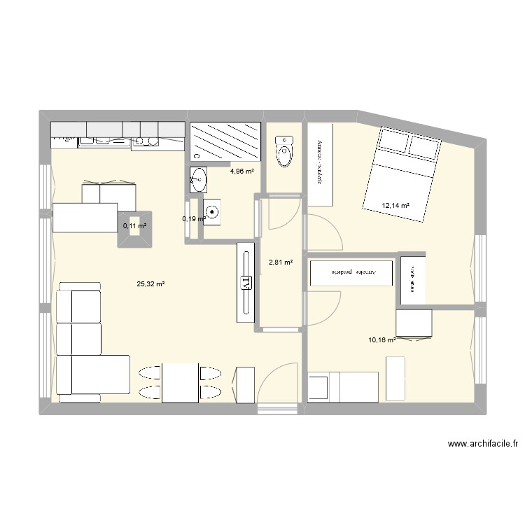 Appart Vanves cuisine. Plan de 7 pièces et 56 m2