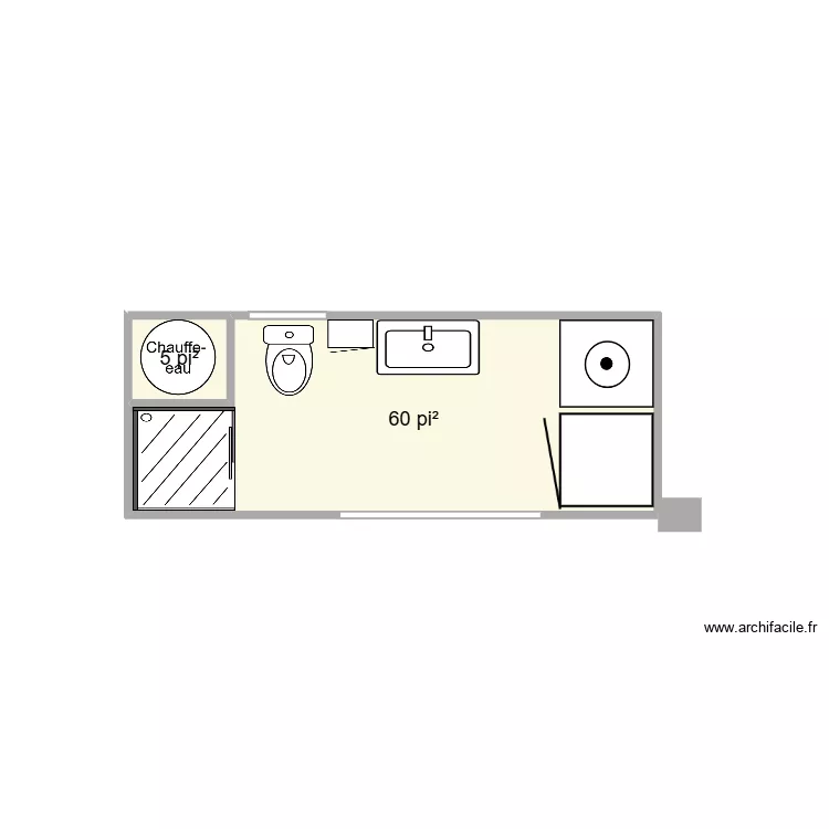 salle de bain chalet. Plan de 2  et 6 m²