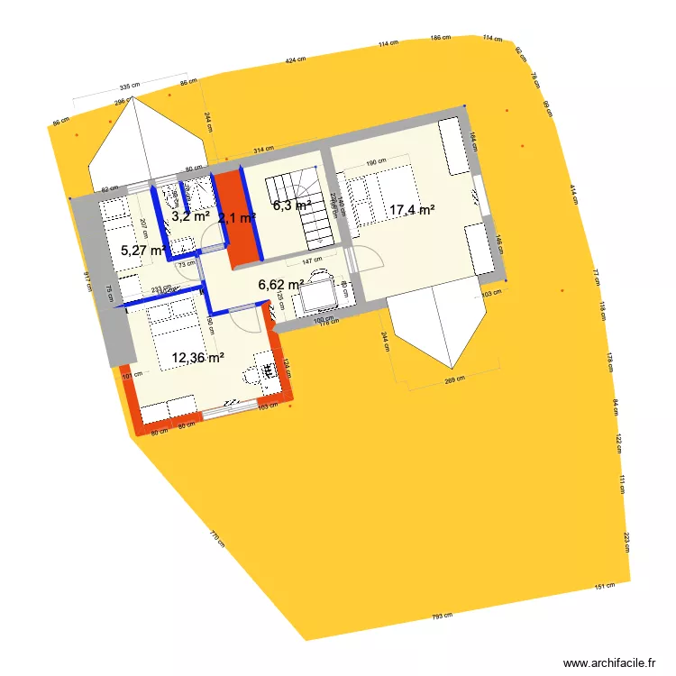 PRIEUX intérieur 1ER 1 bis eco + chien assis et extension. Plan de PRIEUX intérieur 1ER 1 bis eco + chien assis et extension. Plan de