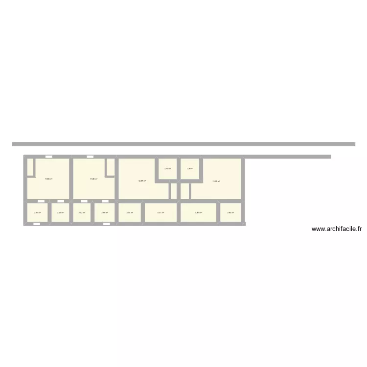 Plan 1 Stutios mix. Plan de 14  et 80 m²