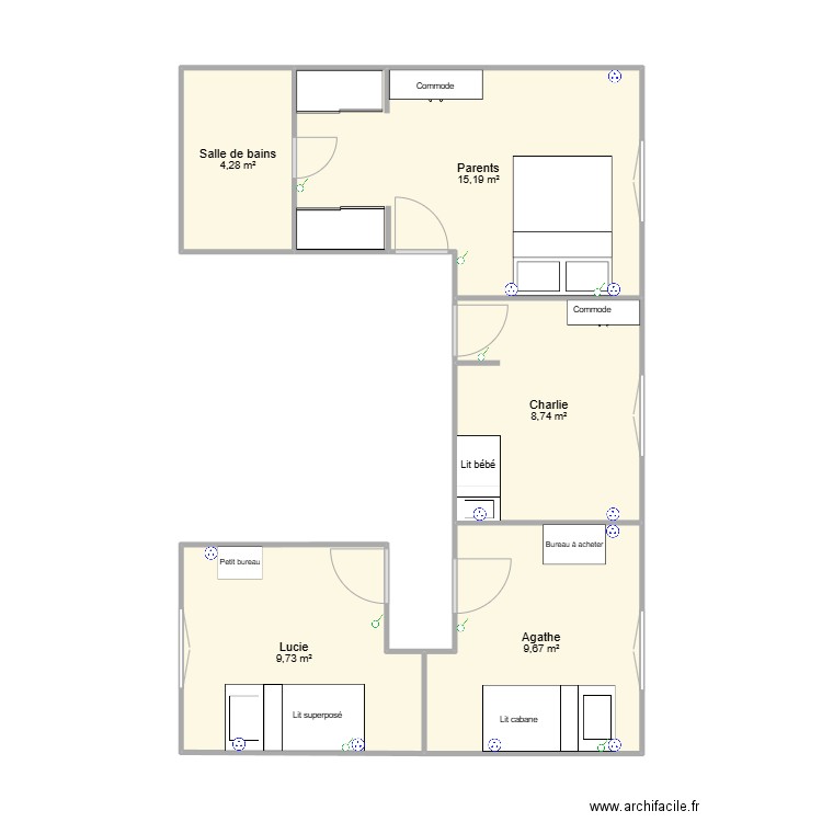 Maison SGL. Plan de 5 pièces et 48 m2