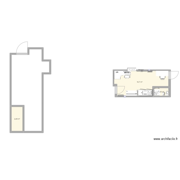 studio. Plan de 0 pièce et 0 m2
