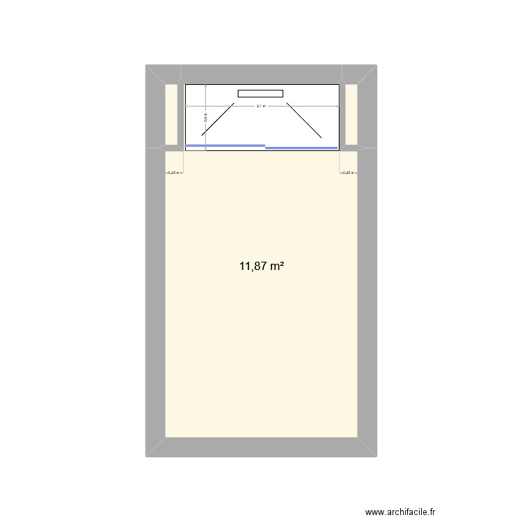 sdb. Plan de 3 pièces et 12 m2
