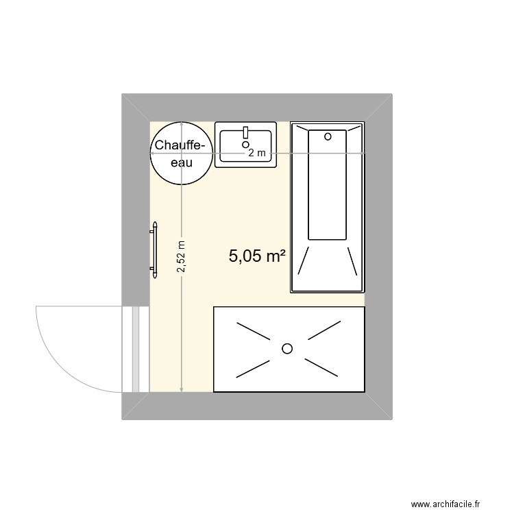 sdb clb 2. Plan de 1 pièce et 5 m2