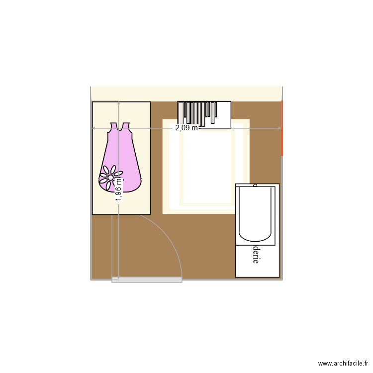 Chambre bébé 3. Plan de 1 pièce et 4 m2