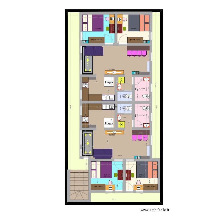 JPFFPB. Plan de 11 pièces et 248 m2