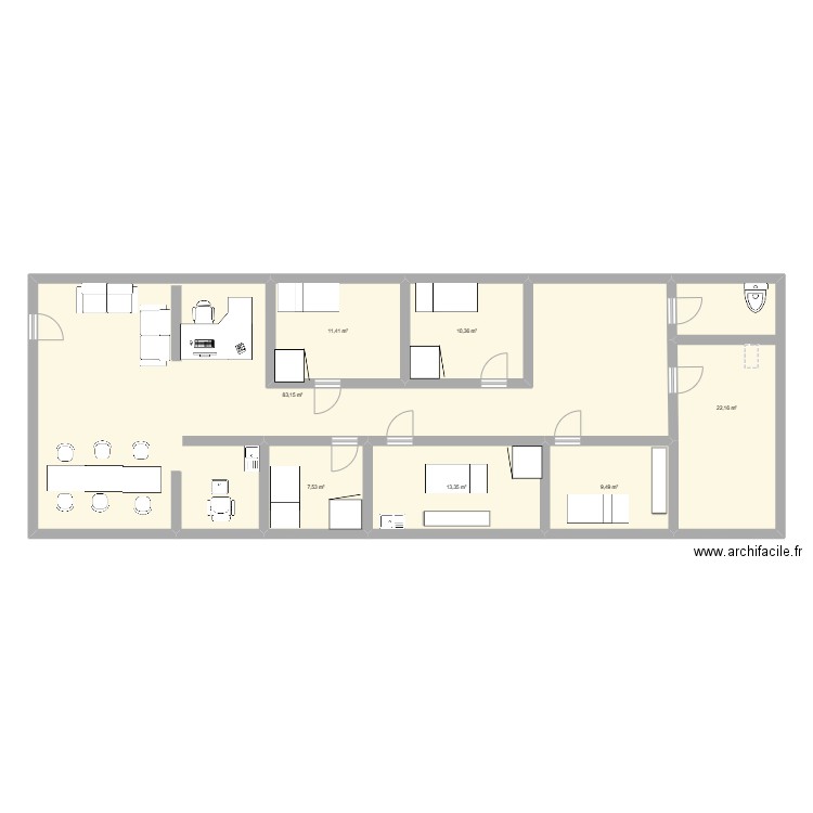 INSTITUT JAMYLA GOUAL. Plan de 7 pièces et 157 m2