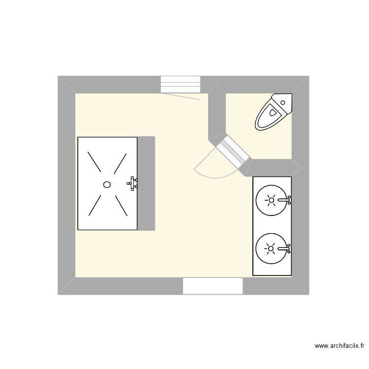 Sdb. Plan de 2 pièces et 9 m2